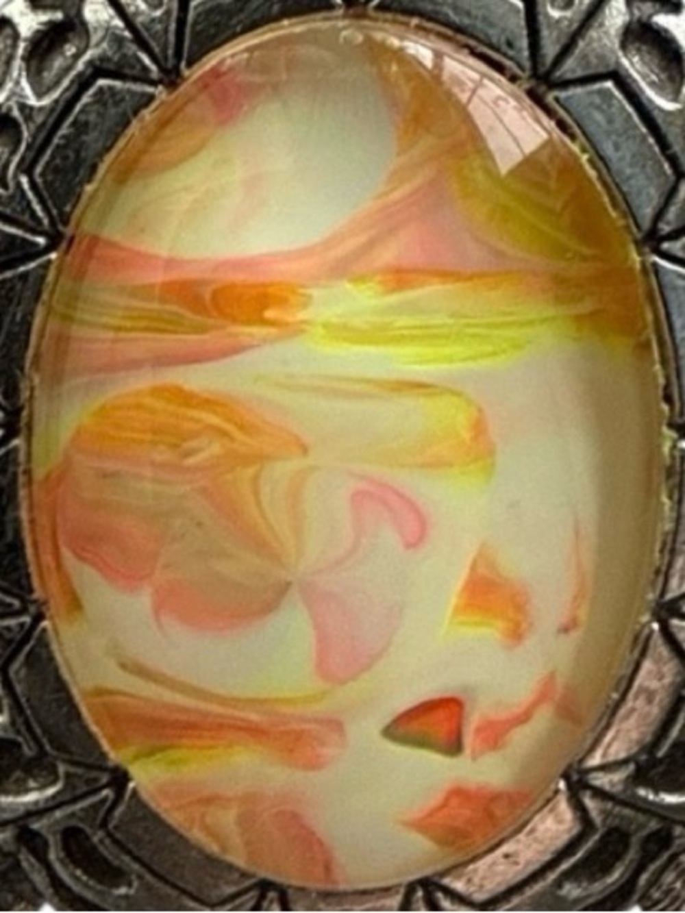 Hand Crafted Sea Turtle Necklace Orange Yellow Cream Fluid Art Pendant Size OS - Picture 5 of 9